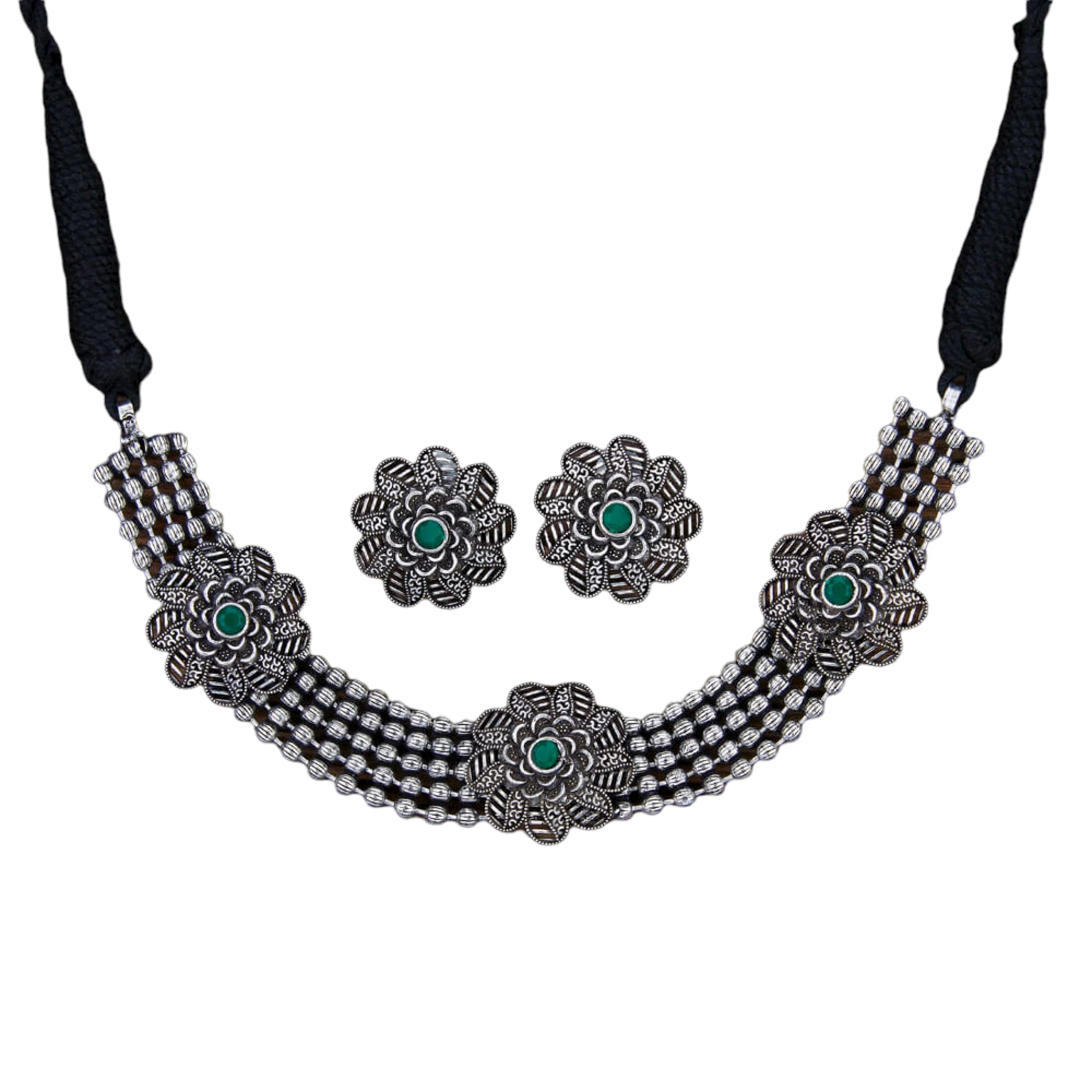 Oxidised set jewelry traditional indo western necklace south