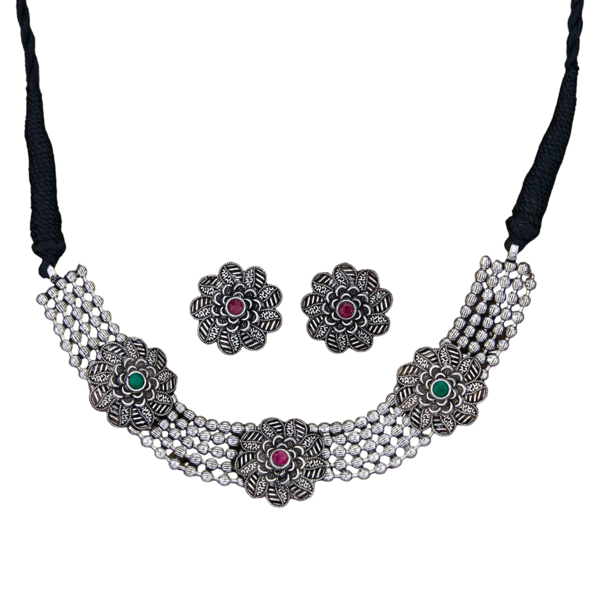 Oxidised set jewelry traditional indo western necklace south