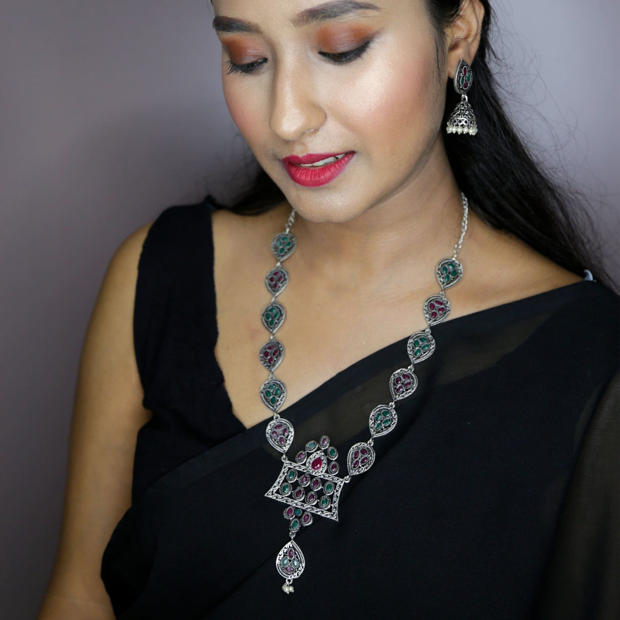 Indian oxidized jewelry boho tribal long necklace bohemian
