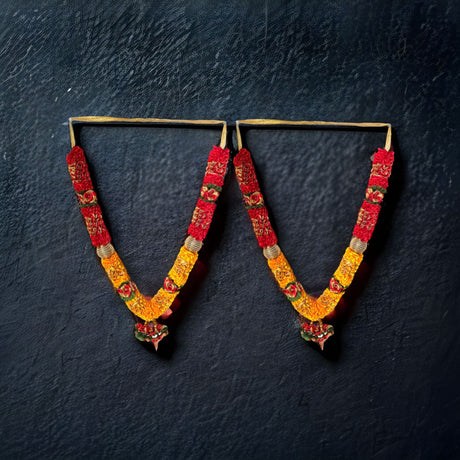 Pack of 2 varmala wedding garland artificial yellow and red