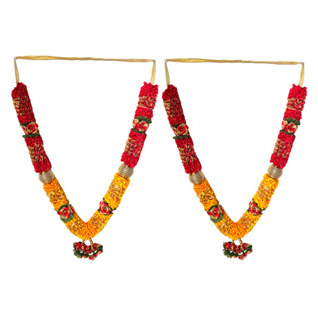 Pack of 2 varmala wedding garland artificial yellow and red