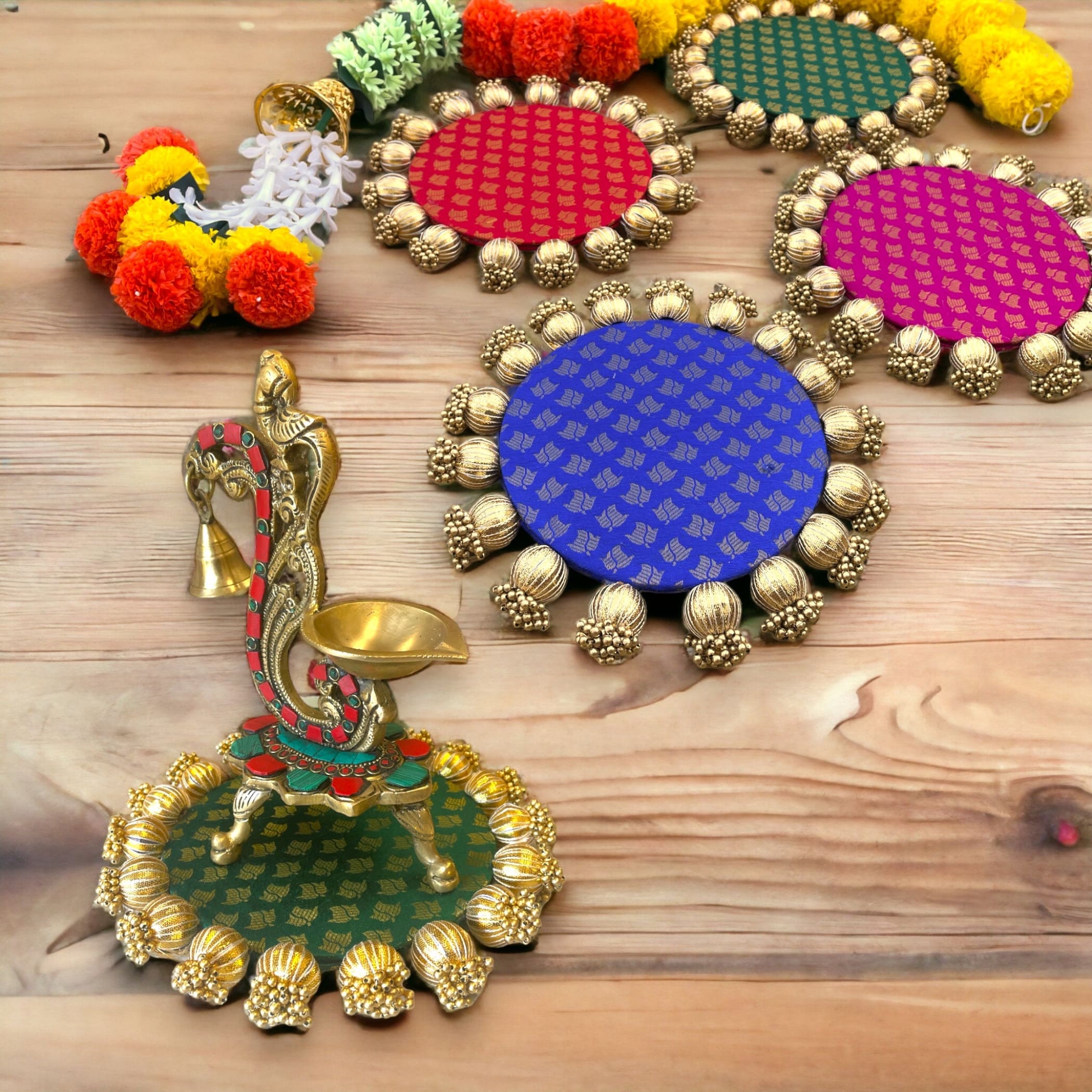 Patola Platter Reversible Diwali Rangoli Floor Mat Stand