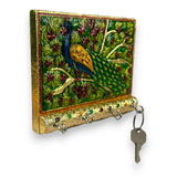 Peacock design frame wall key holder for decorative hand