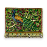 Peacock design frame wall key holder for decorative hand