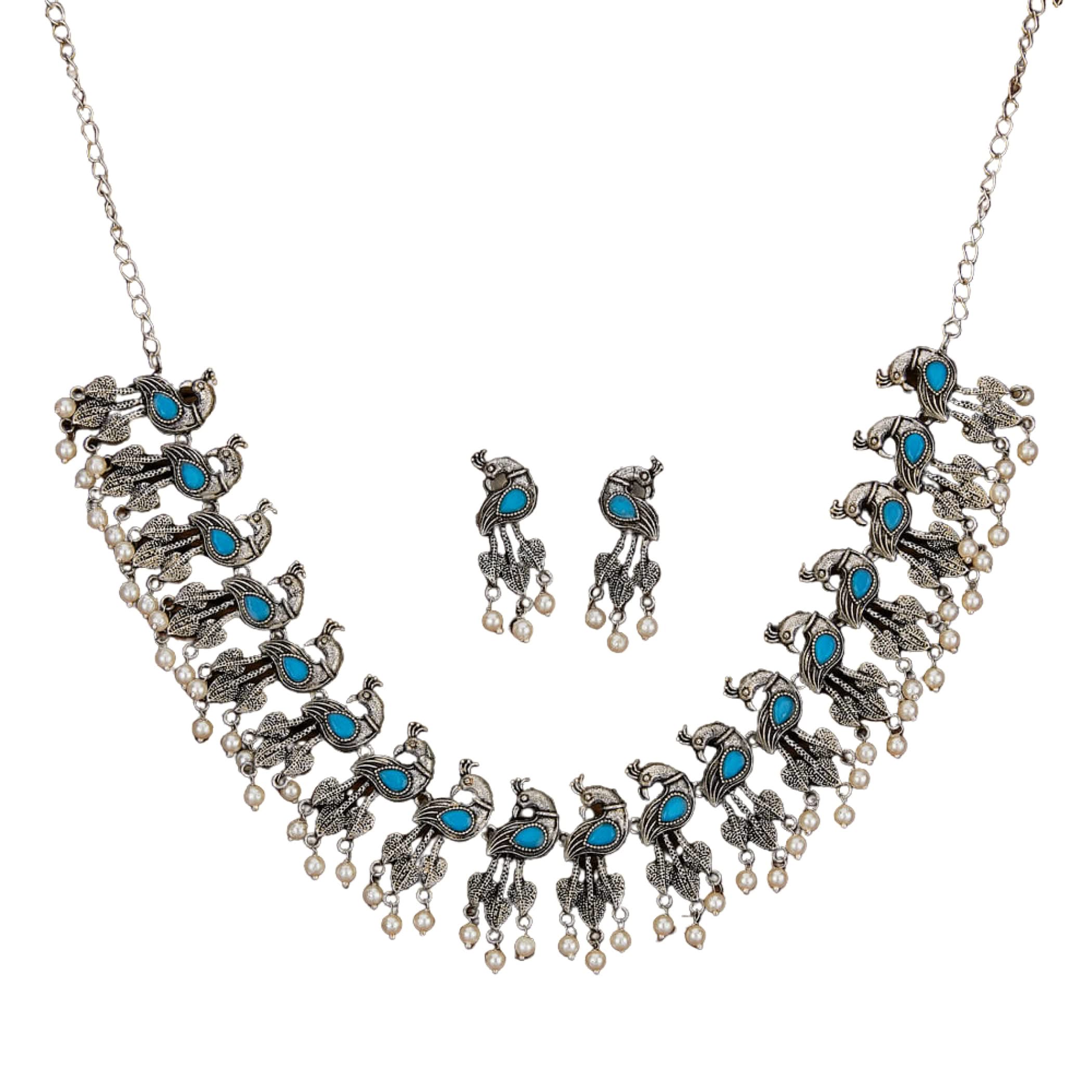 Peacock oxidised jewelry set traditional necklace south
