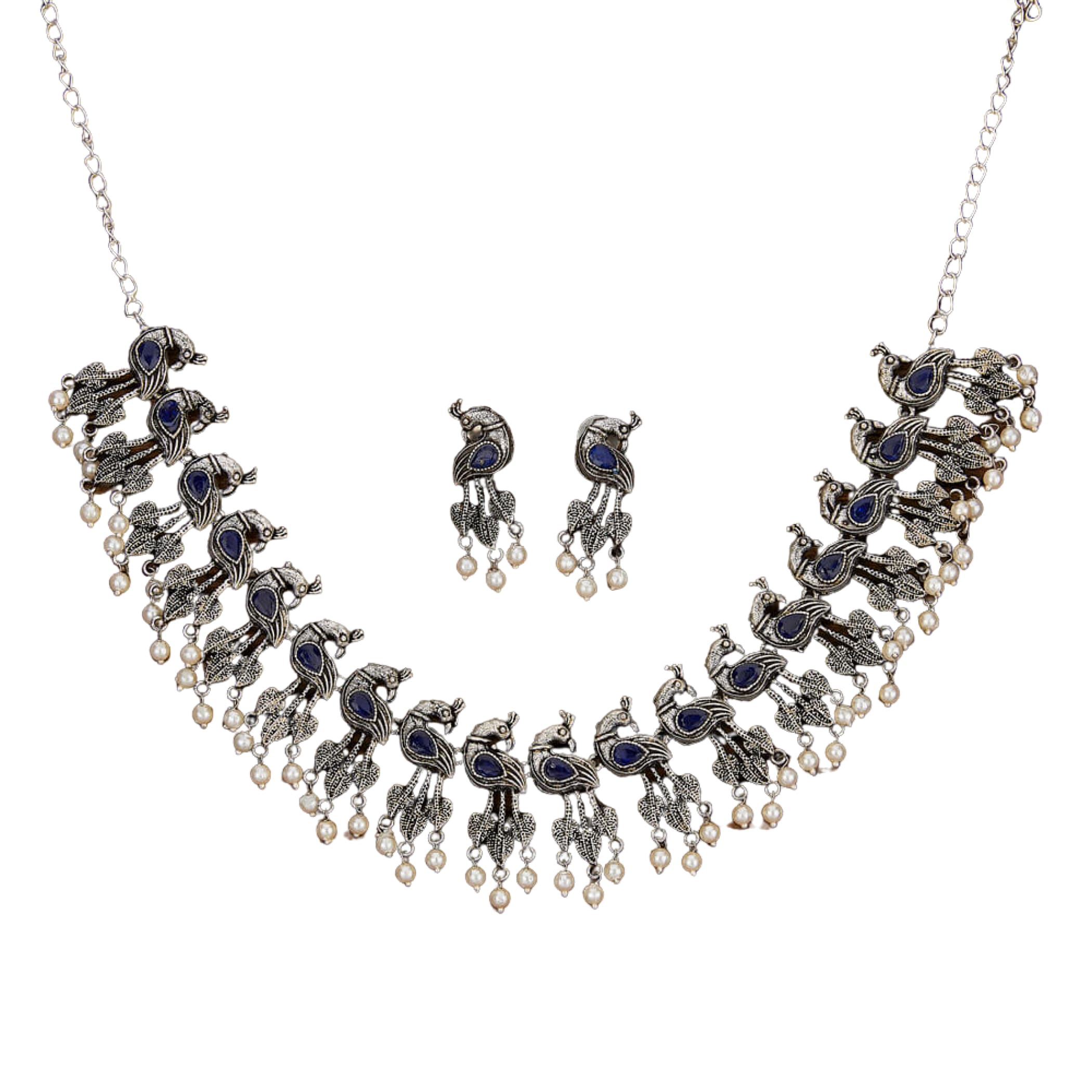 Peacock oxidised jewelry set traditional necklace south