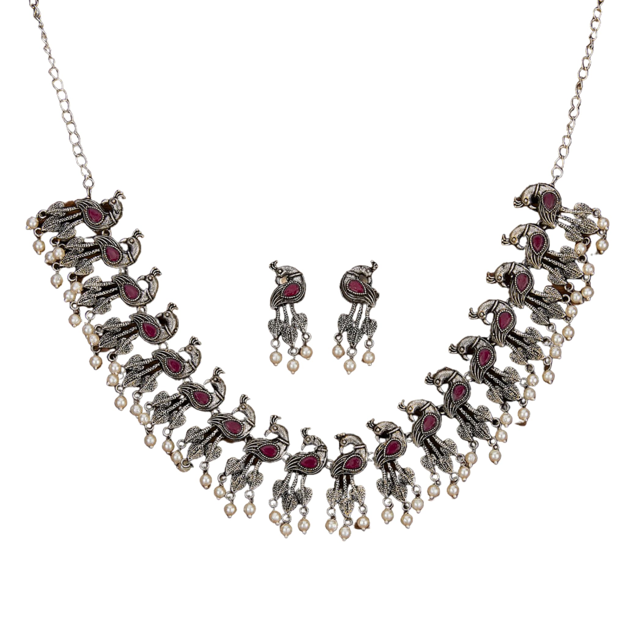 Peacock oxidised jewelry set traditional necklace south
