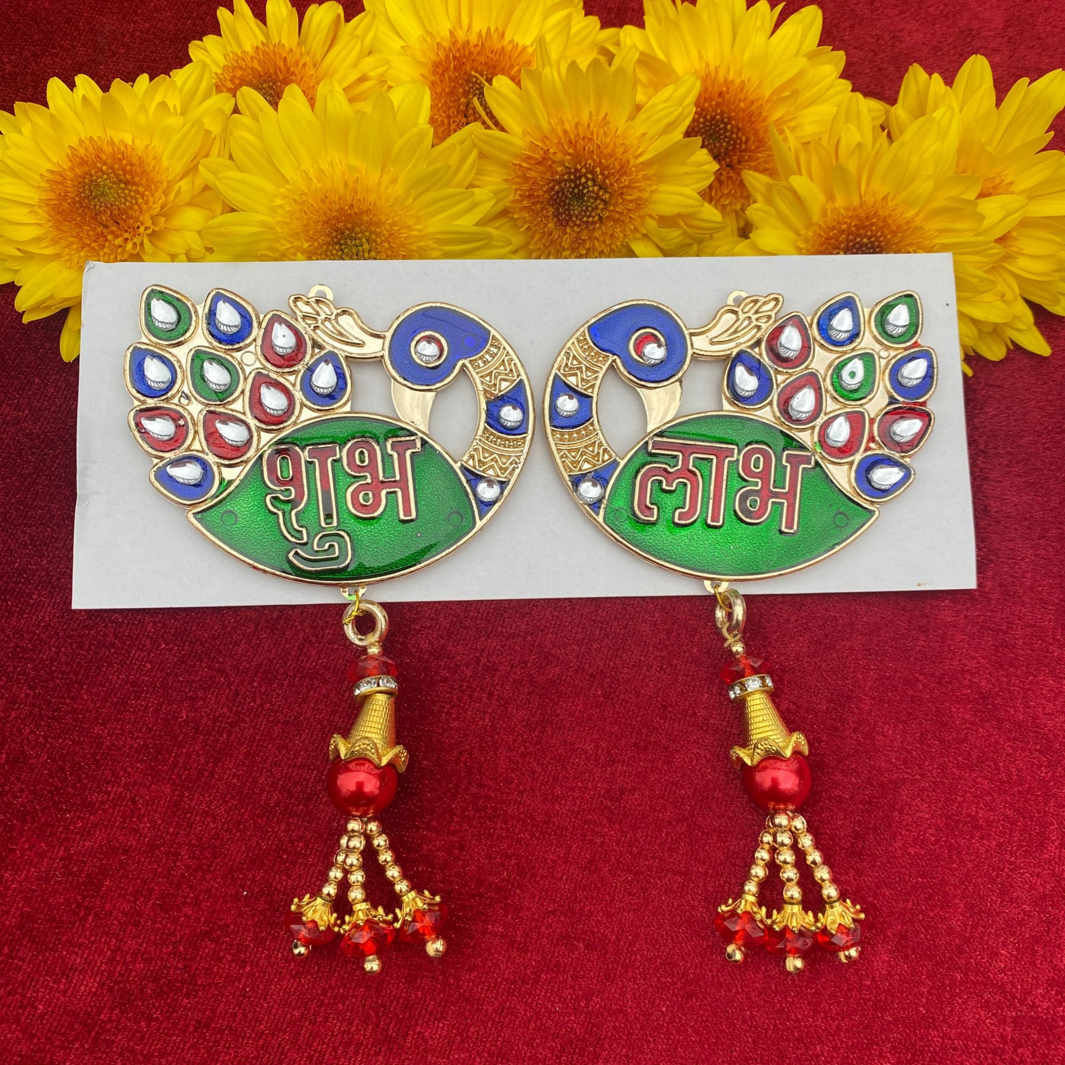 Peacock shubh labh diwali decor meenakari rangoli sticker