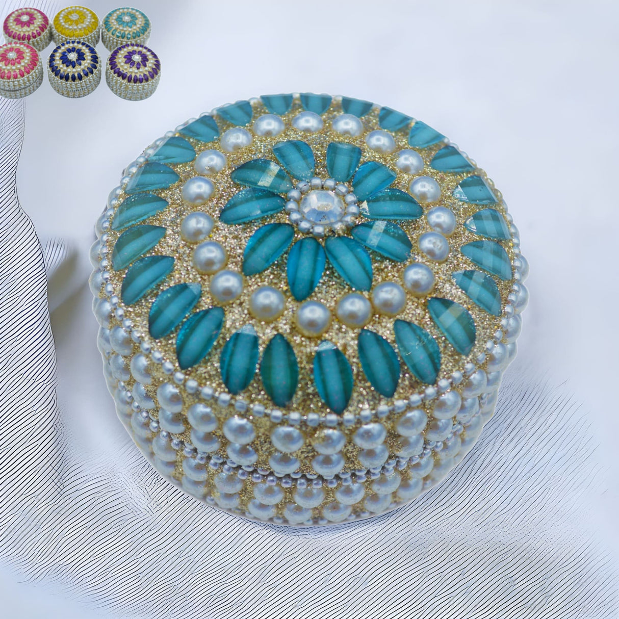 Pearl jewelry box for women travel case indian festival