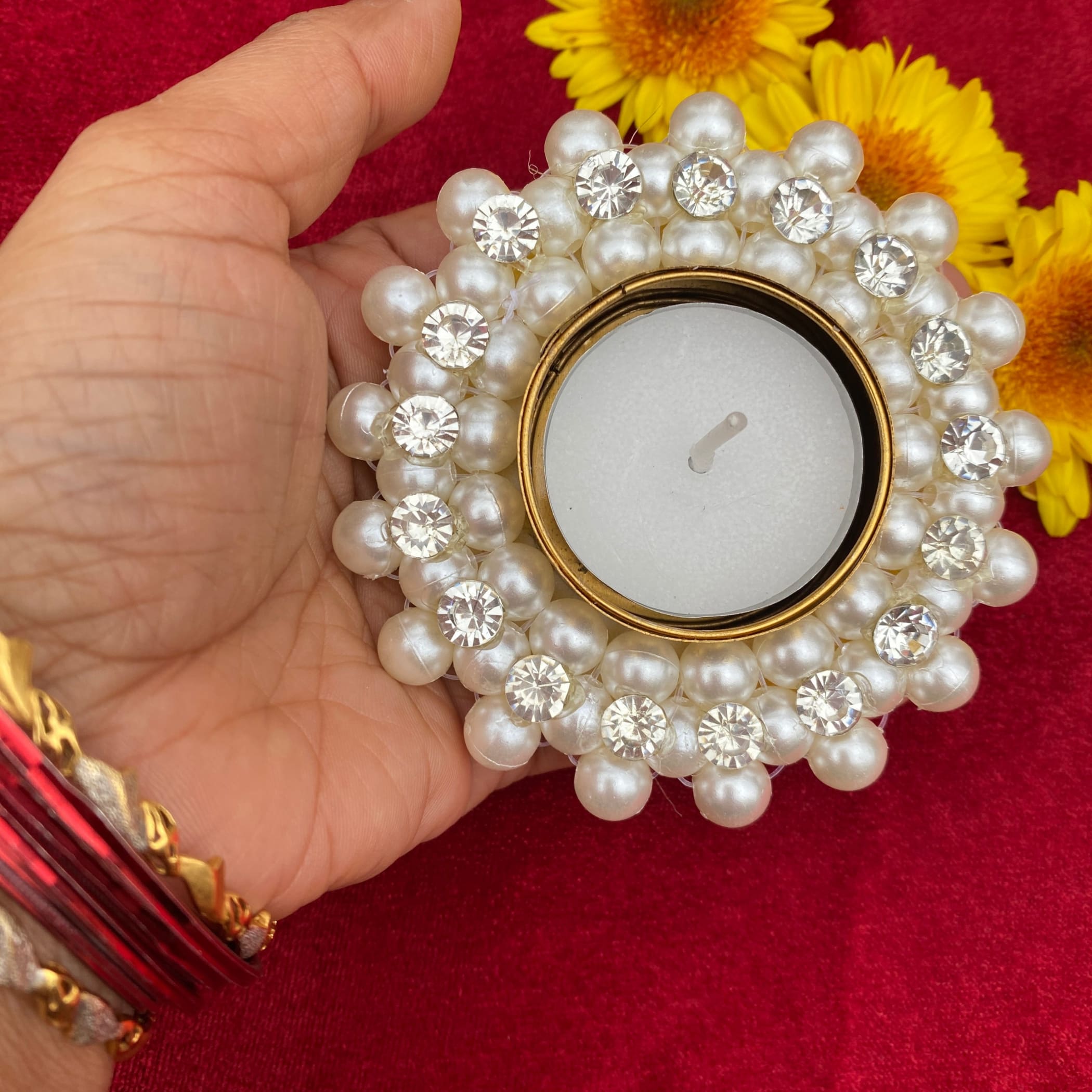 Pearl Tealight Candle Holders Diwali Decoration Christmas