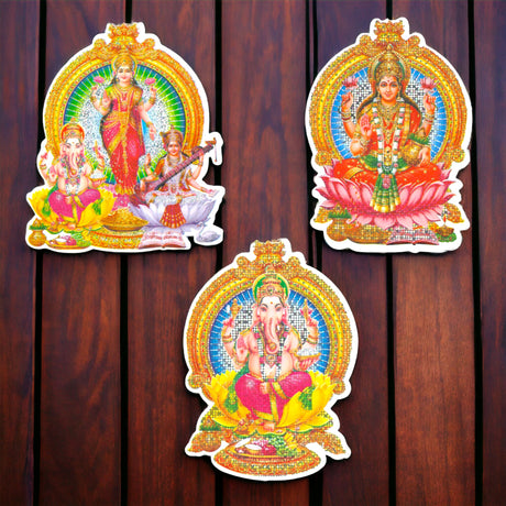 Ganesha laxmi and saraswati wall sticker decorative easy