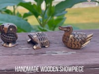 Set Of 5 Wooden Animal Handmade Showpiece, Elephant, Duck, Owl, Frog & Camel