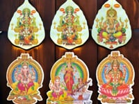 Ganesha Laxmi And Saraswati Wall Sticker Decorative Easy Peel Poster Premium Glitter Effect Pooja Room Wall Sticker Hindu Diwali Decor Indian God Sticker For Home Office