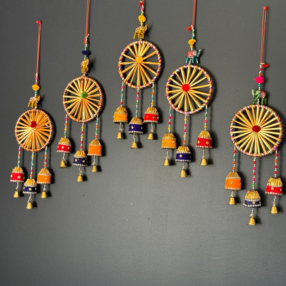 Rajasthani ring elephant wall door hangings with bells