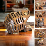 Set of 5 wooden animal handmade showpiece elephant duck owl