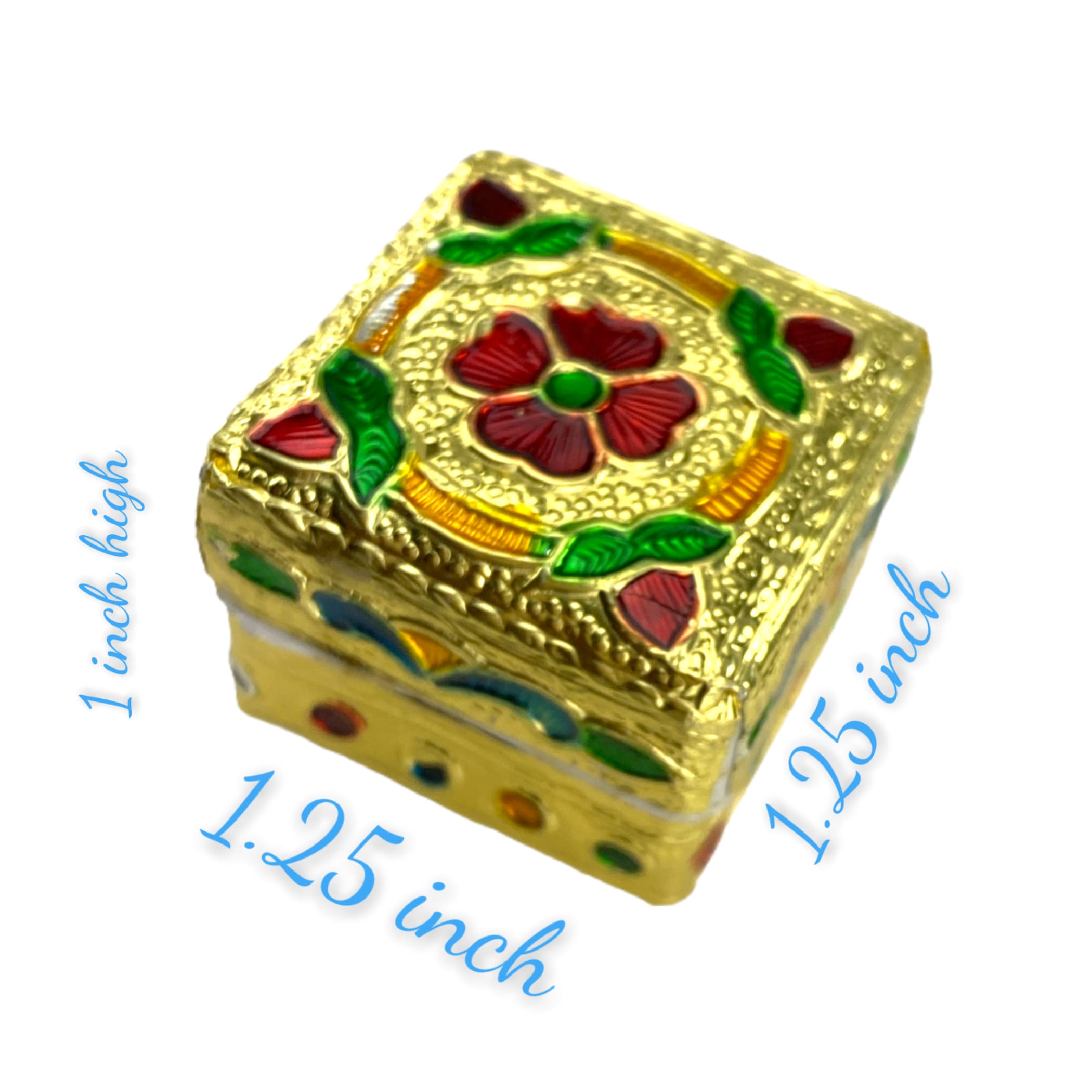 Small golden / silver kumkum holder jewelry box pooja return