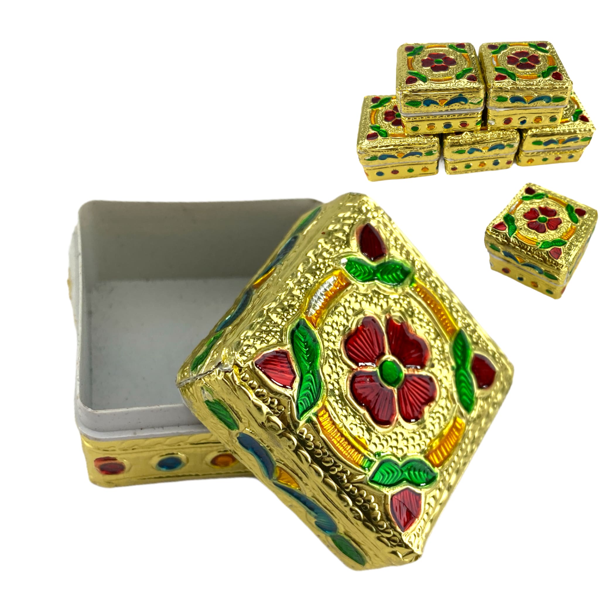 Small Golden / Silver Kumkum Holder Jewelry Box Pooja