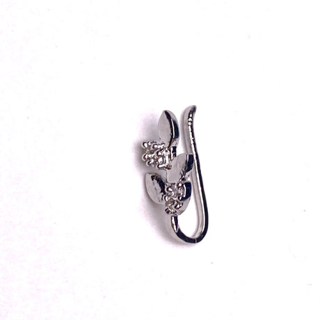 Western classic leaf shaped nose ring rhodium plated cz