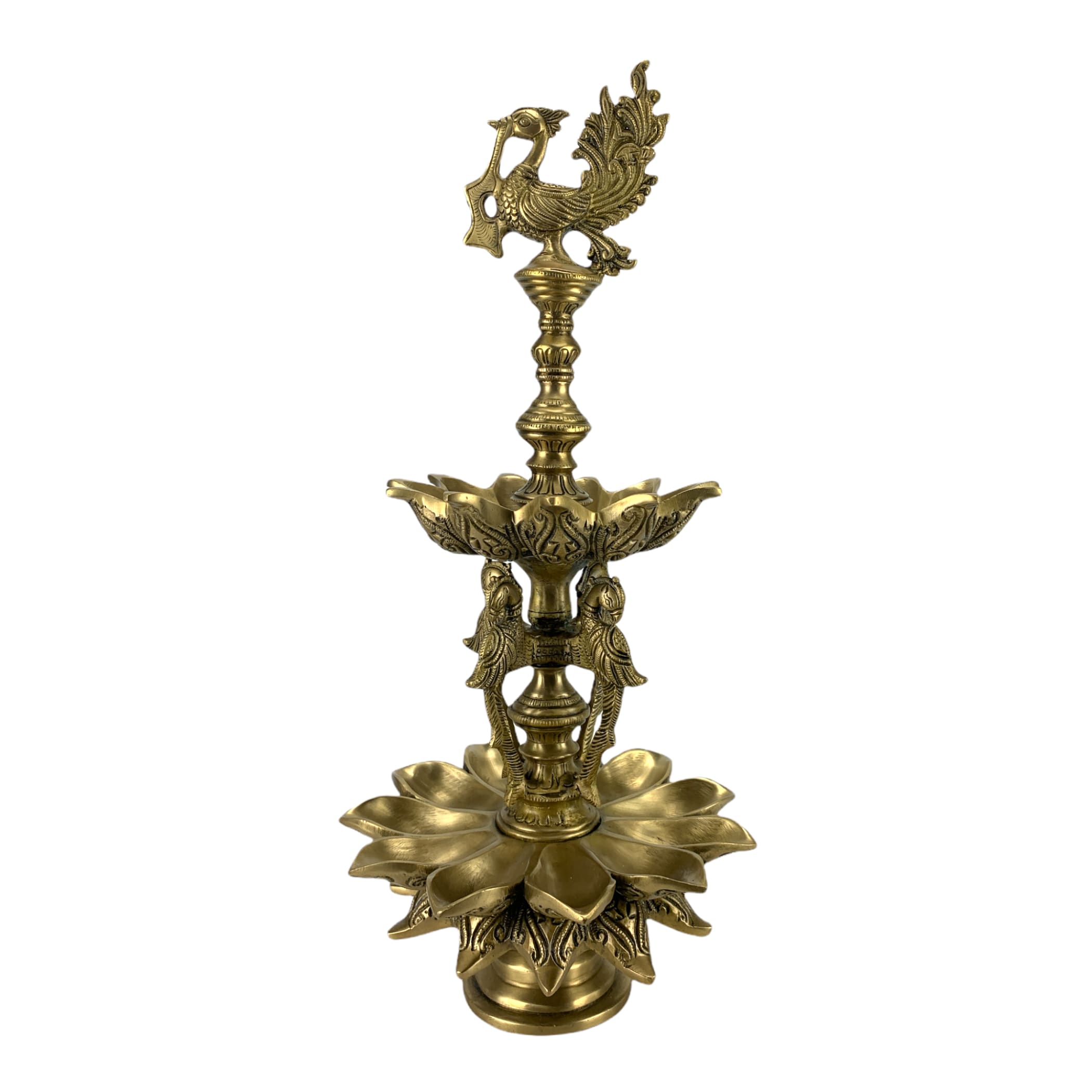 Xlarge peacock brass oil tall diya samai diwali decor lamp