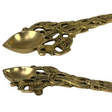 Brass finish pooja aarti spoon 1 pc diya twin peacock