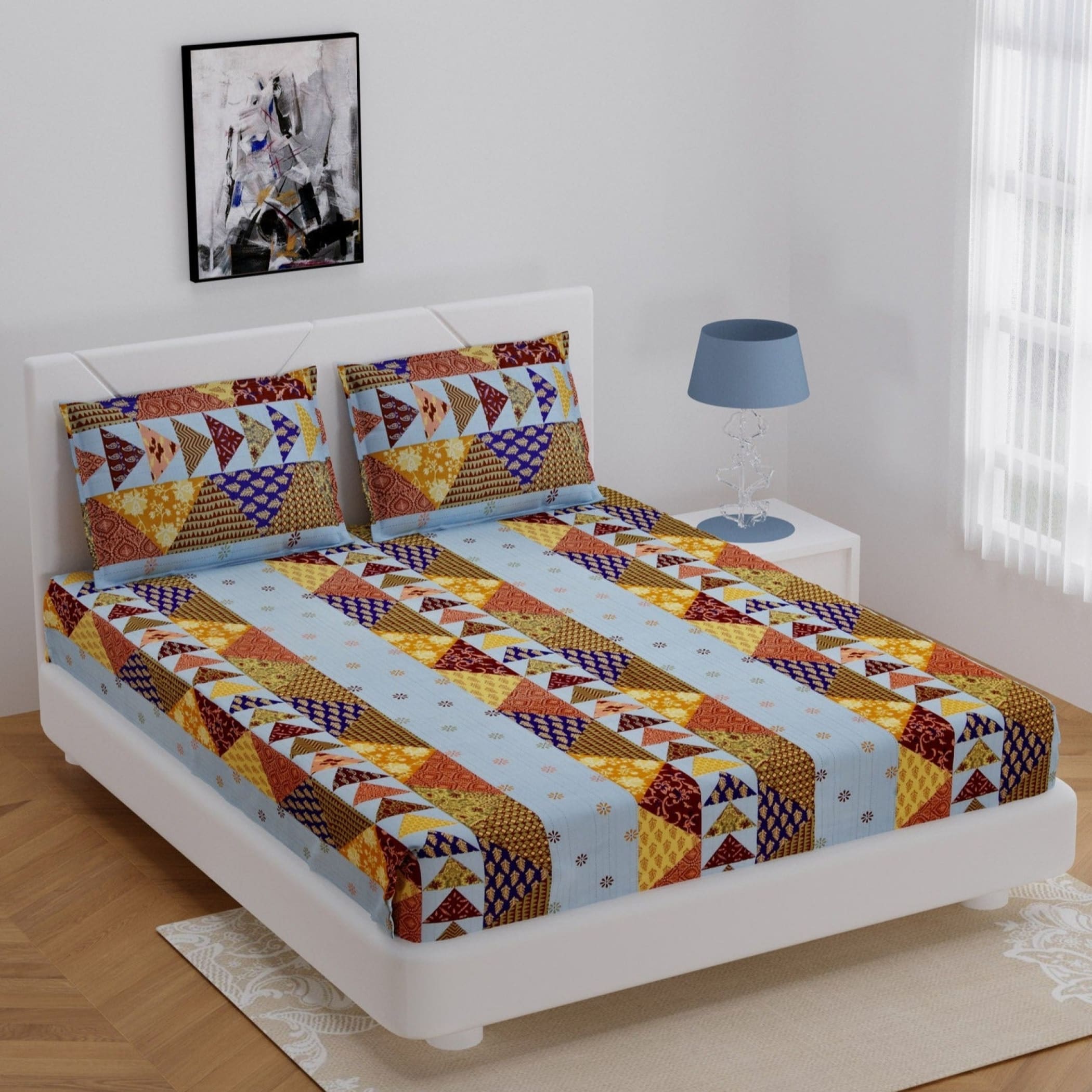 100% cotton sheets indian ethnic bedsheet soft 3-piece