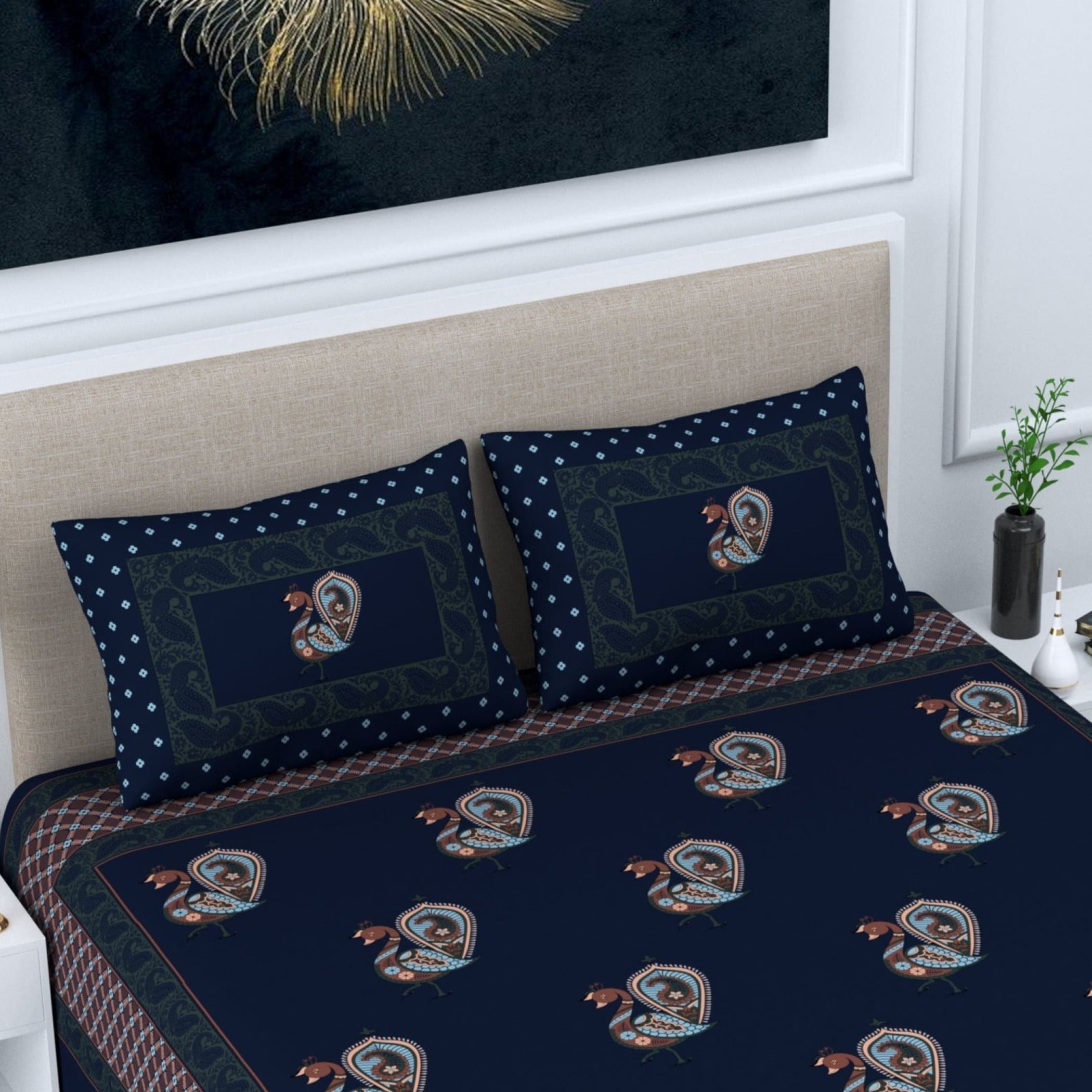 100% cotton sheets indian ethnic peacock bedsheet soft