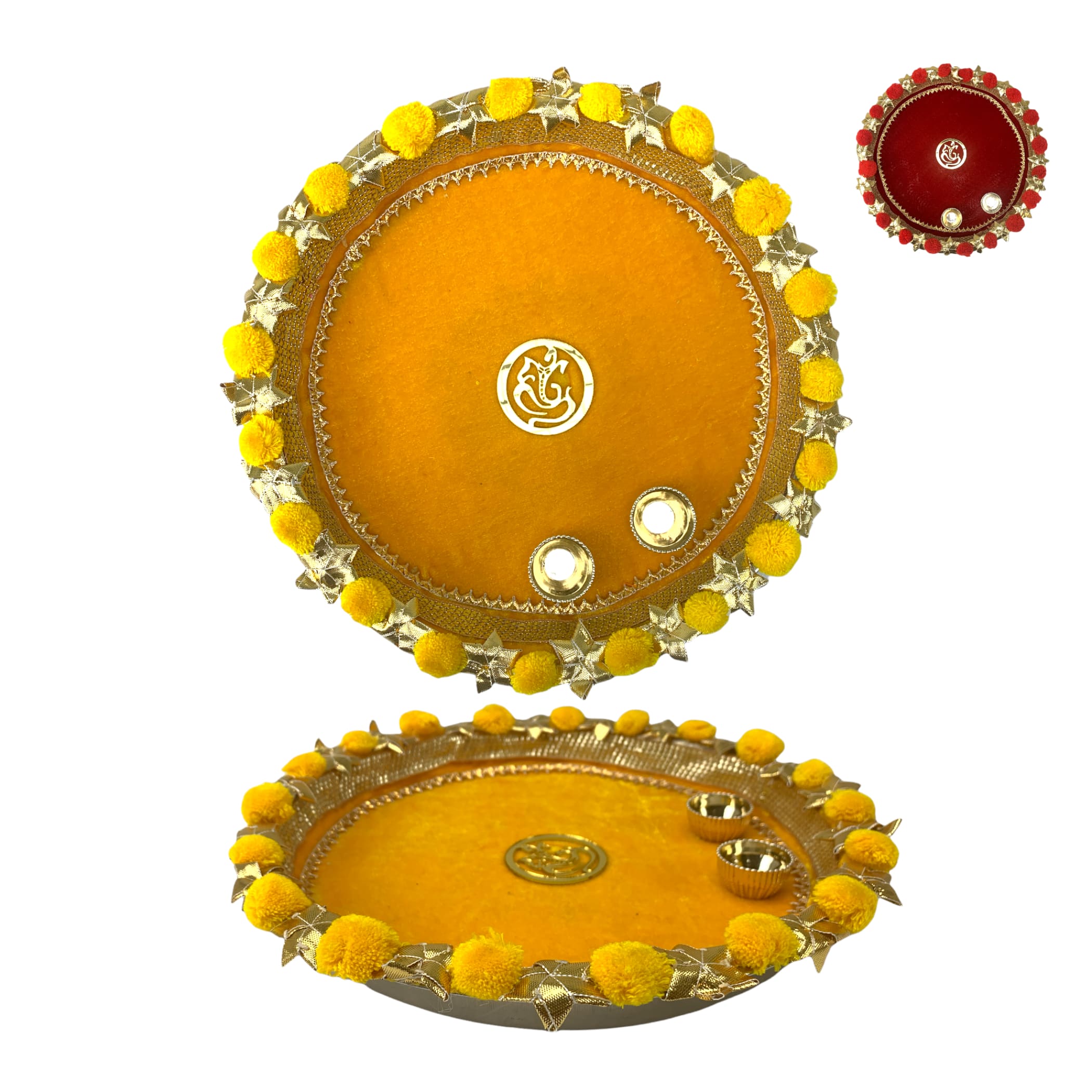 11 inch indian pooja thali set diya aarti plate haldi kumkum