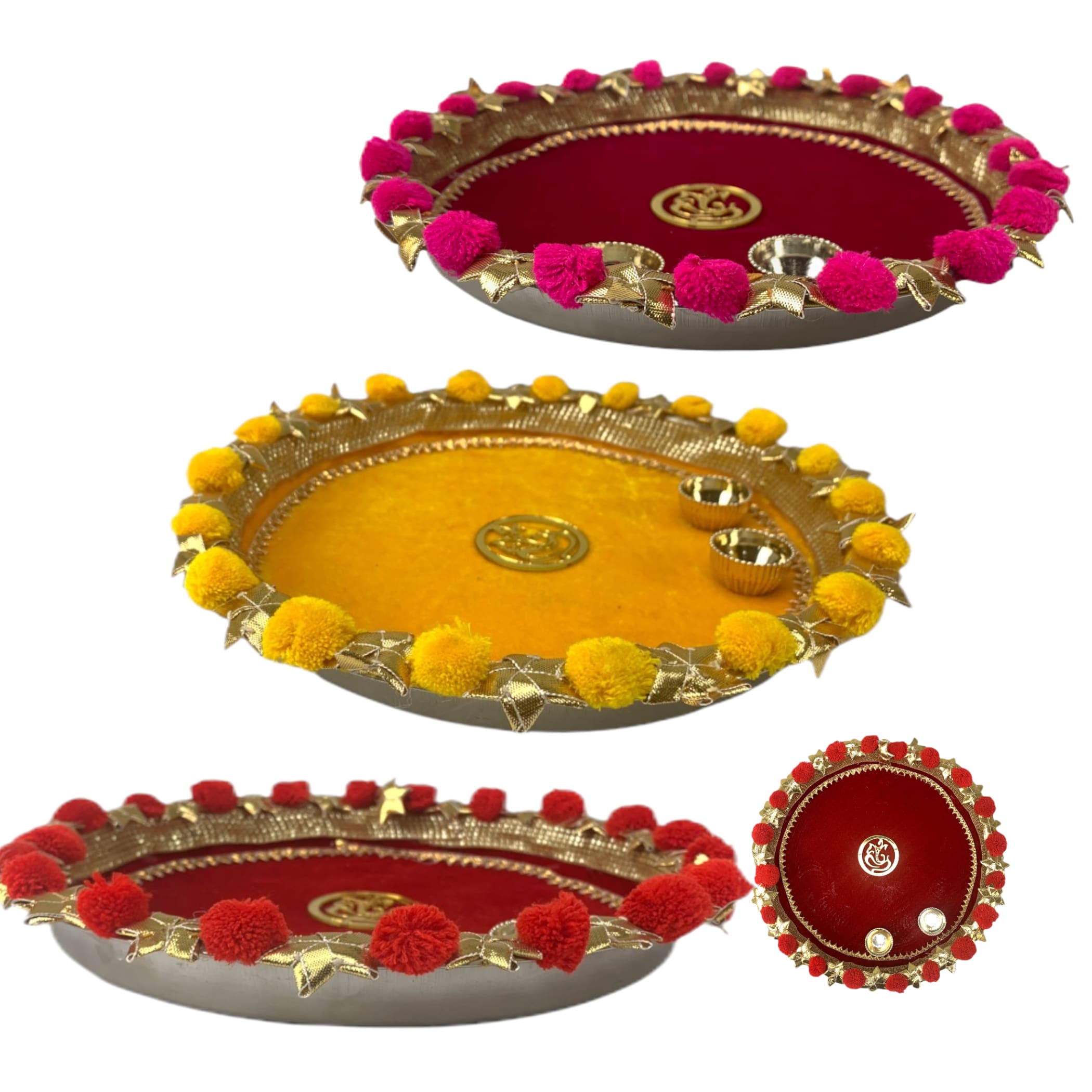 11 inch indian pooja thali set diya aarti plate haldi kumkum