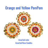 12 inch rangoli mat handmade pompom candle holders