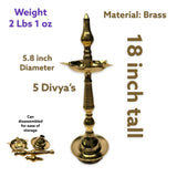 Brass finish oil lamp diya pack of 2 samai deepak kerala