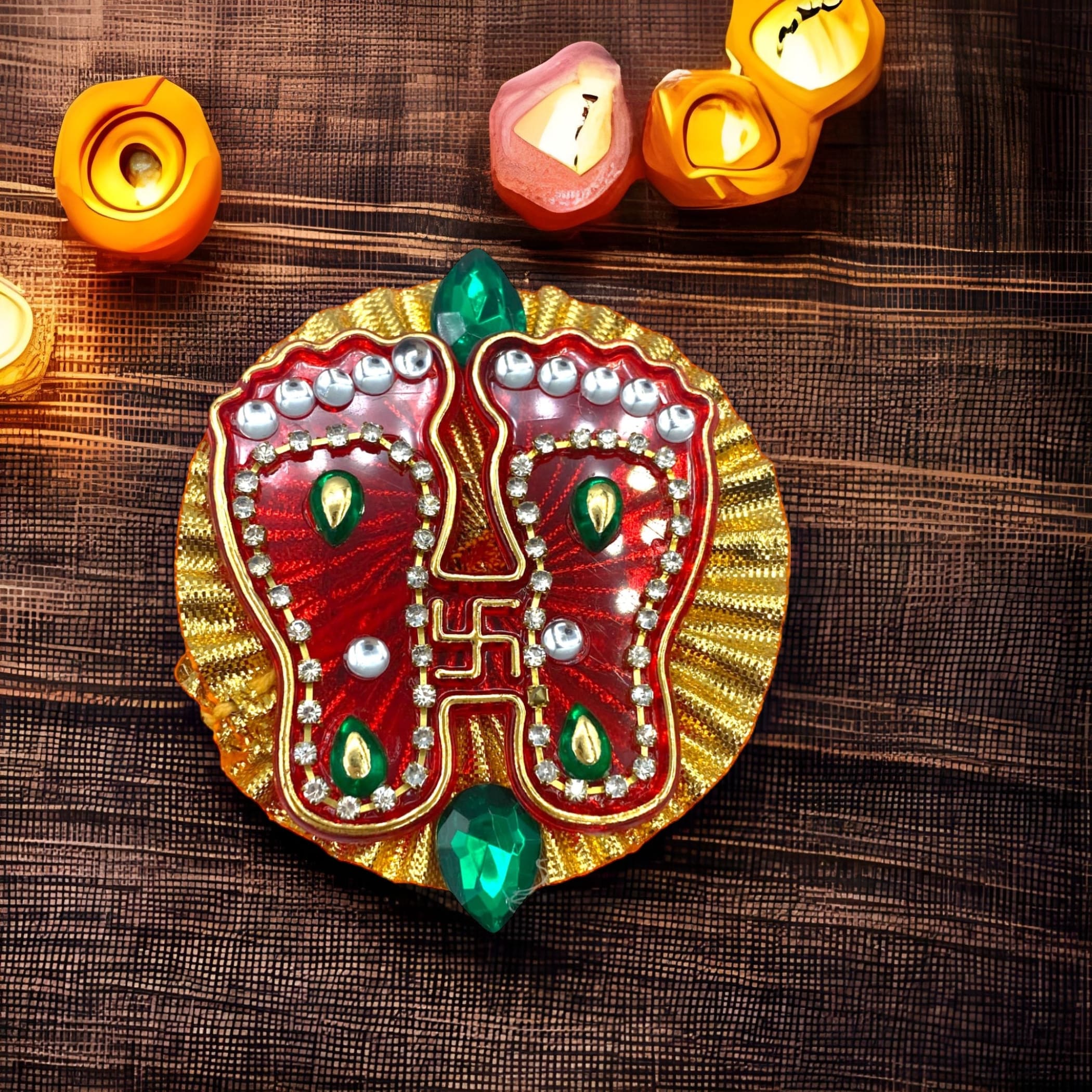 2 pairs acrylic laxmi feet hindu diwali decor vara lakshmi