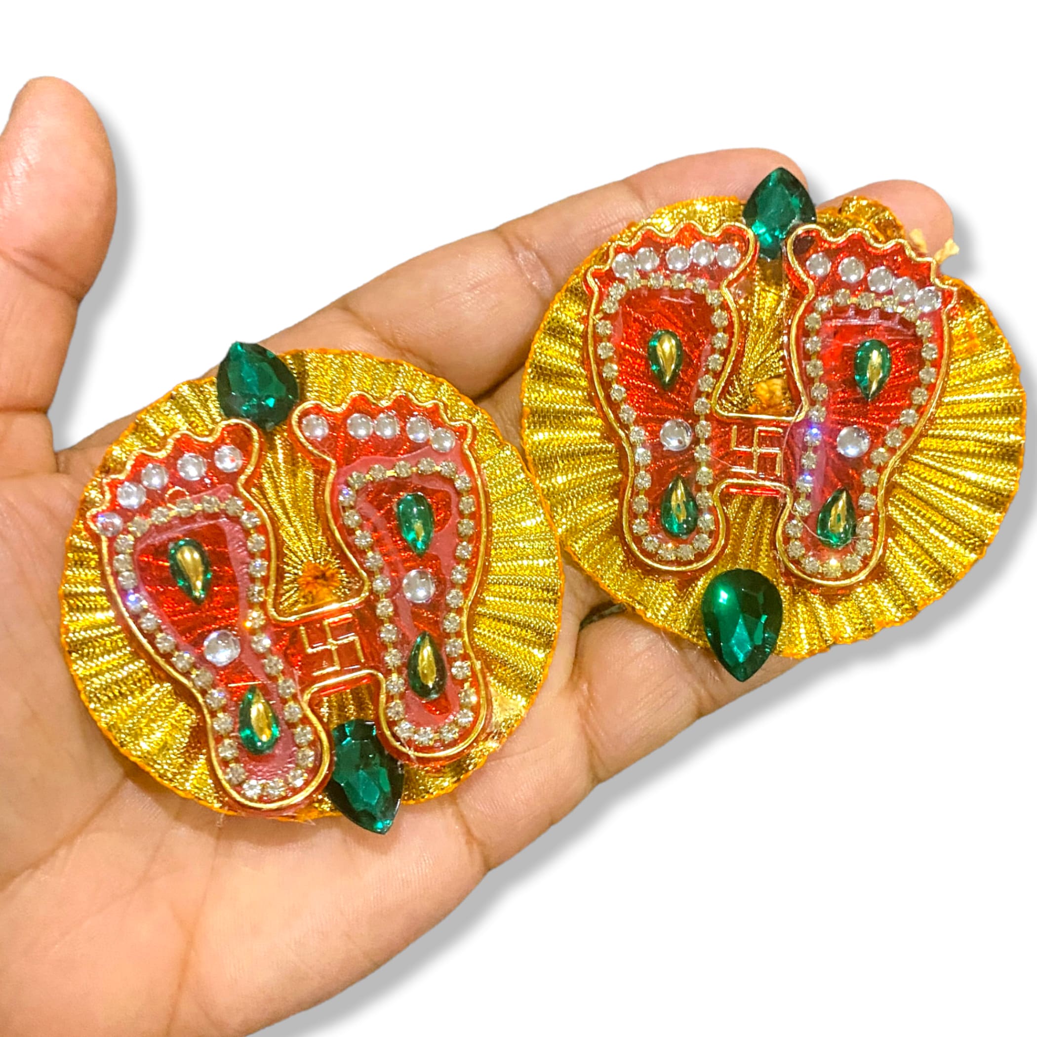 2 pairs acrylic laxmi feet hindu diwali decor vara lakshmi