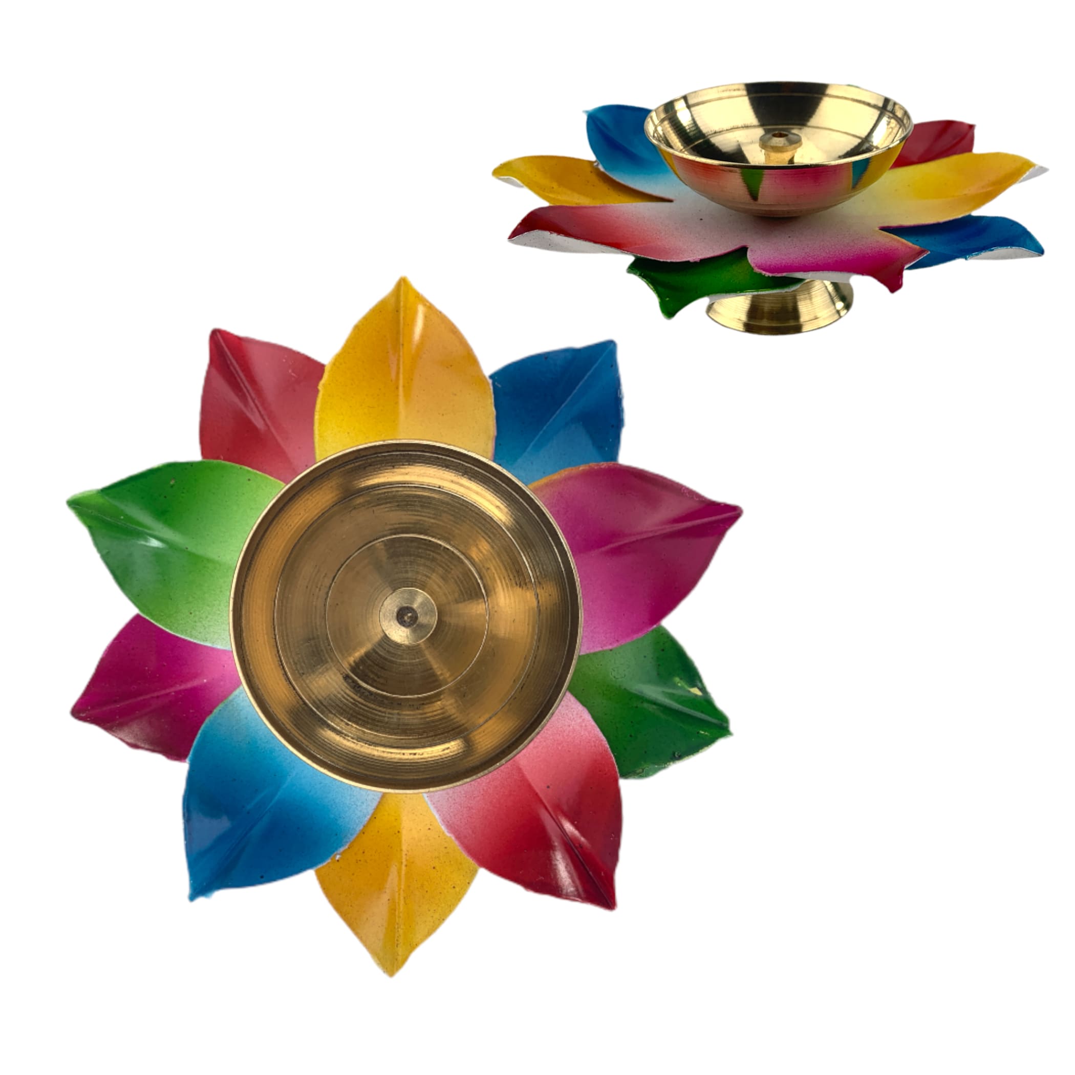 2 pcs lotus brass diya for pooja diwali gift lamp deewali