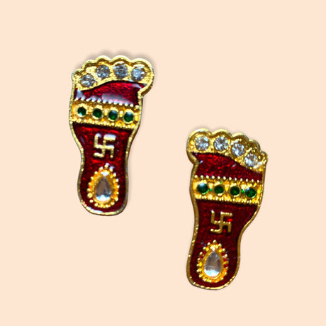 2 sets metal laxmi feet hindu diwali decor vara lakshmi