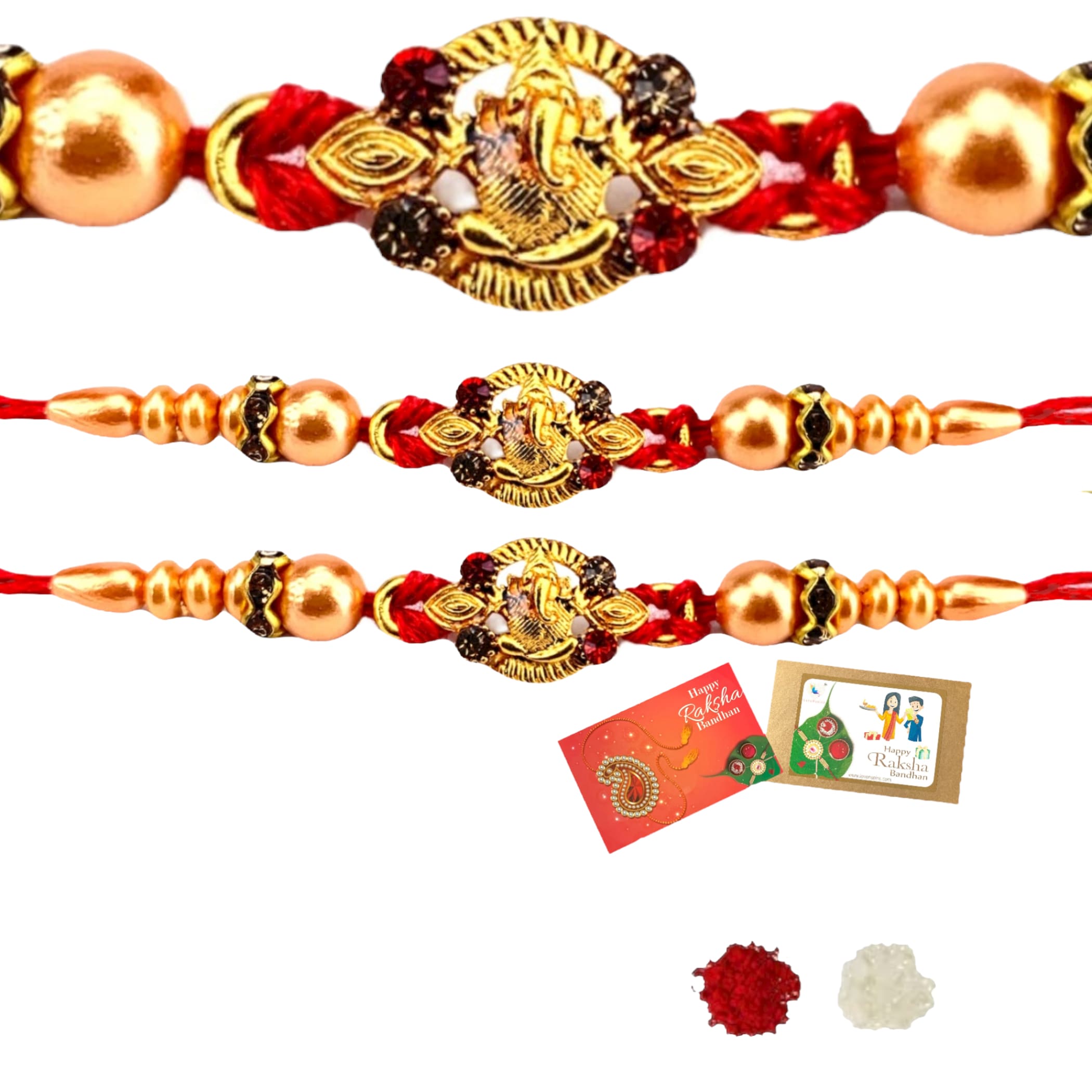 2 small ganesh designer rakhi for brother gift hamper bhai