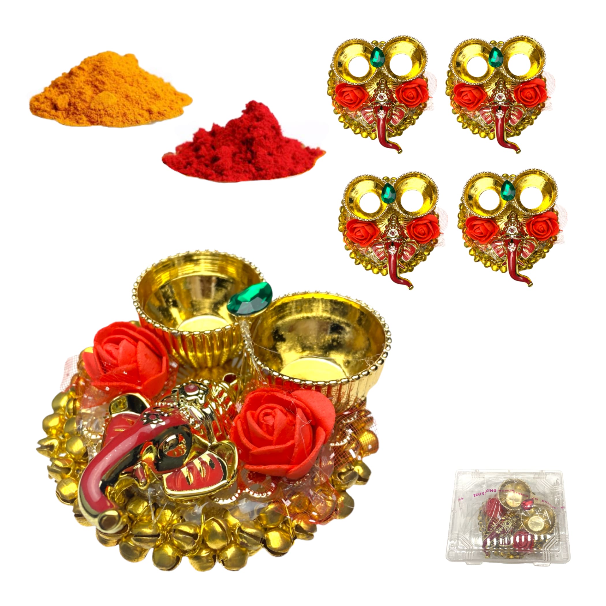 4 ct ganesha bulk haldi kumkum thali holder pooja return