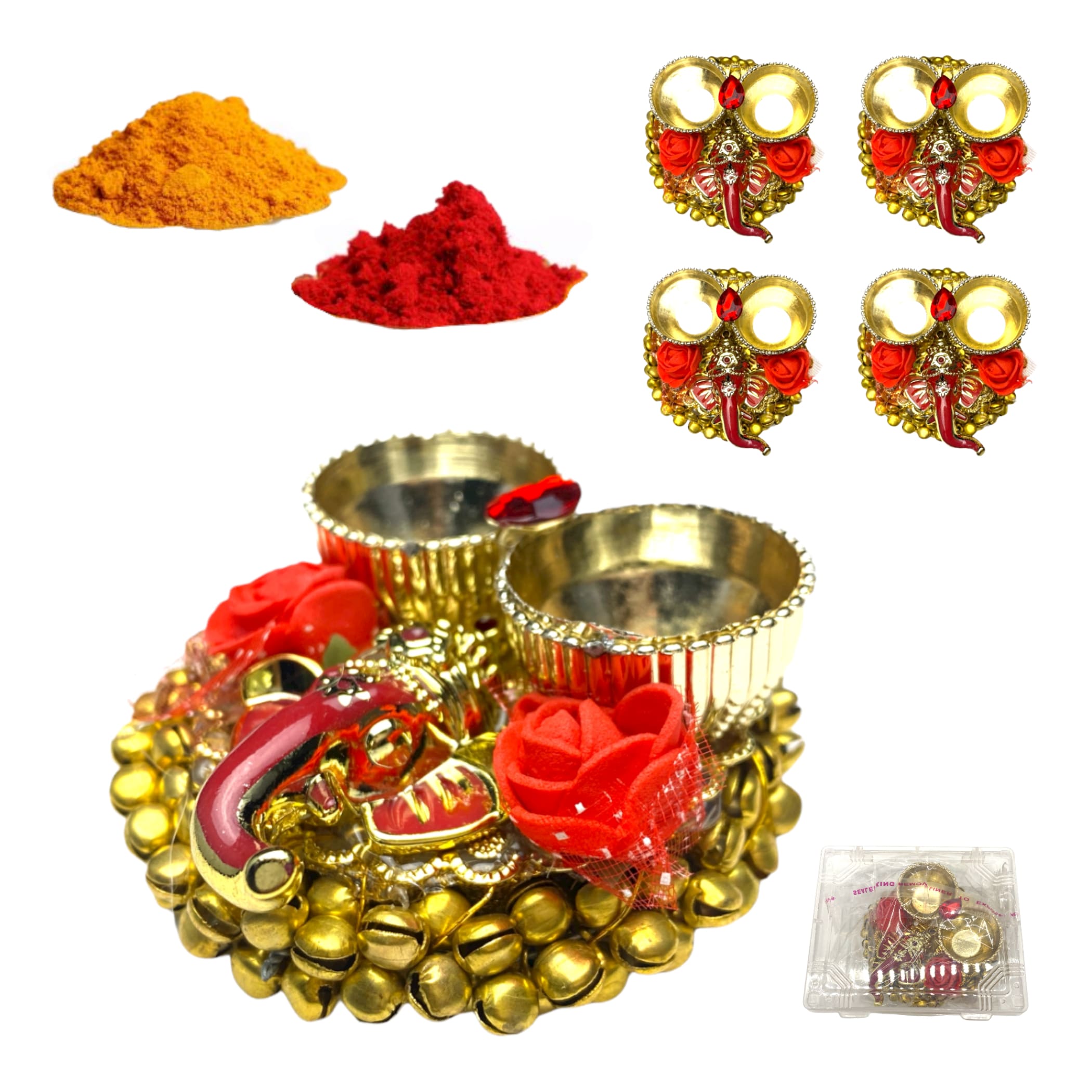 4 ct ganesha bulk haldi kumkum thali holder pooja return