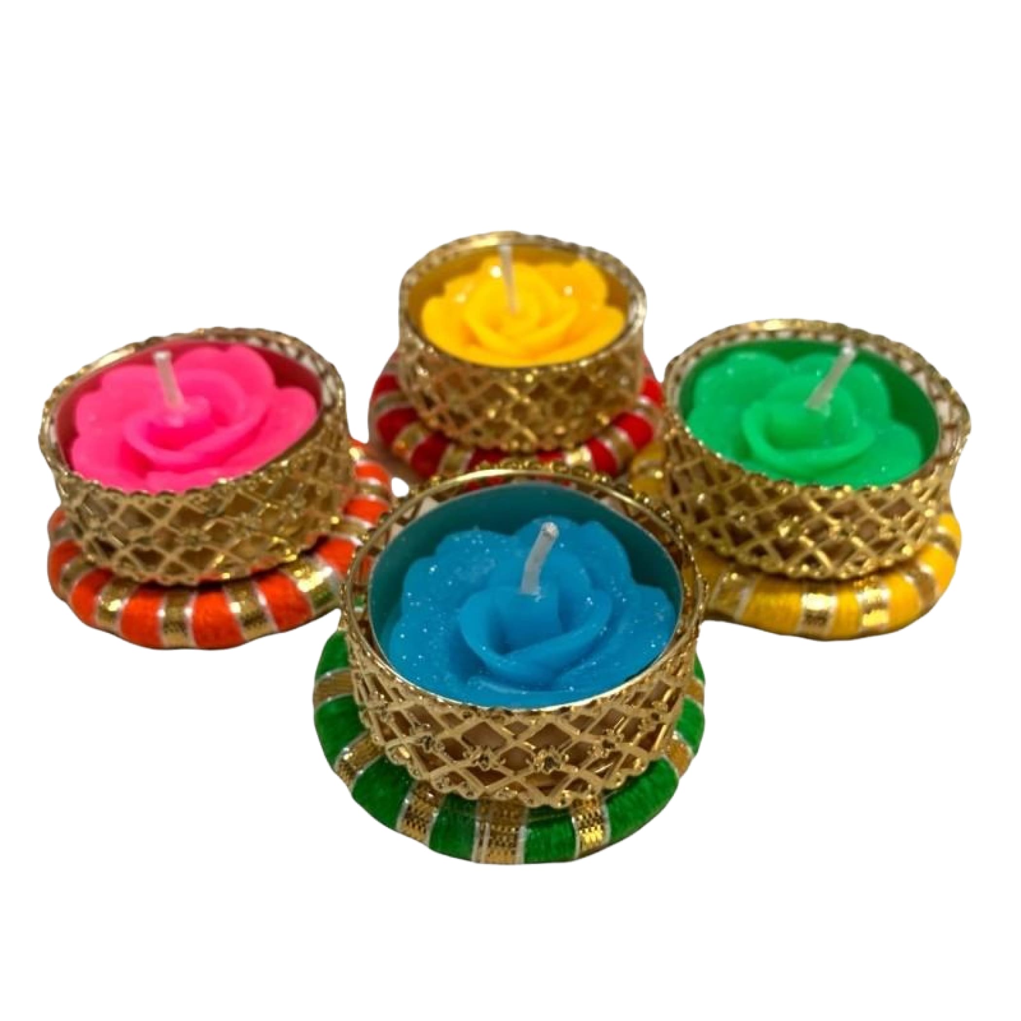 4 Ct-tealight Candle Holders Diwali Decorations Boho Decor