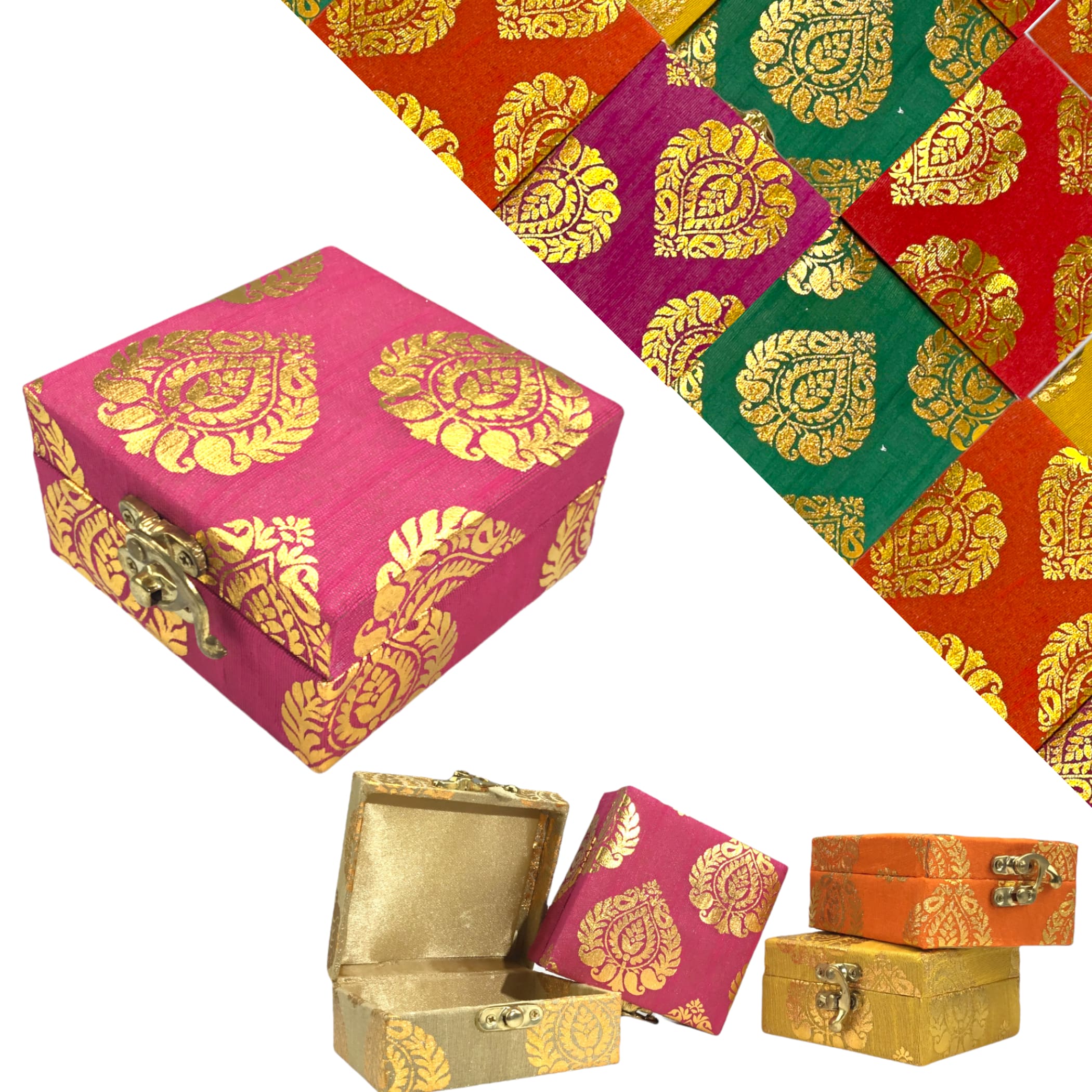 4 pcs small handmade jewelry box brocade gift boxes travel
