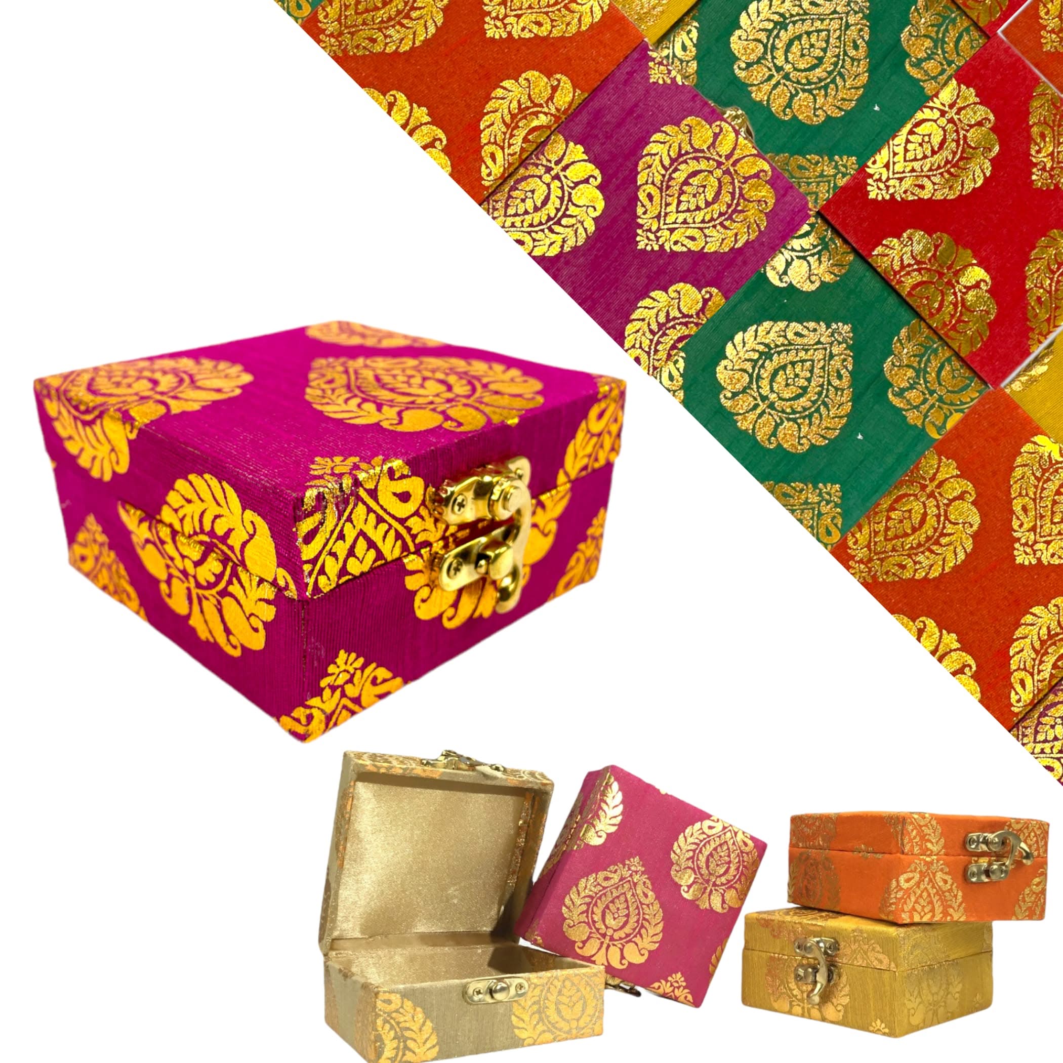 4 pcs small handmade jewelry box brocade gift boxes travel