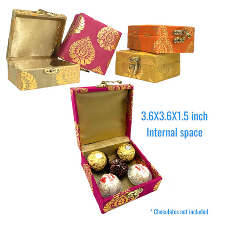 4 piece small gift box with gota patti work brocade shagun