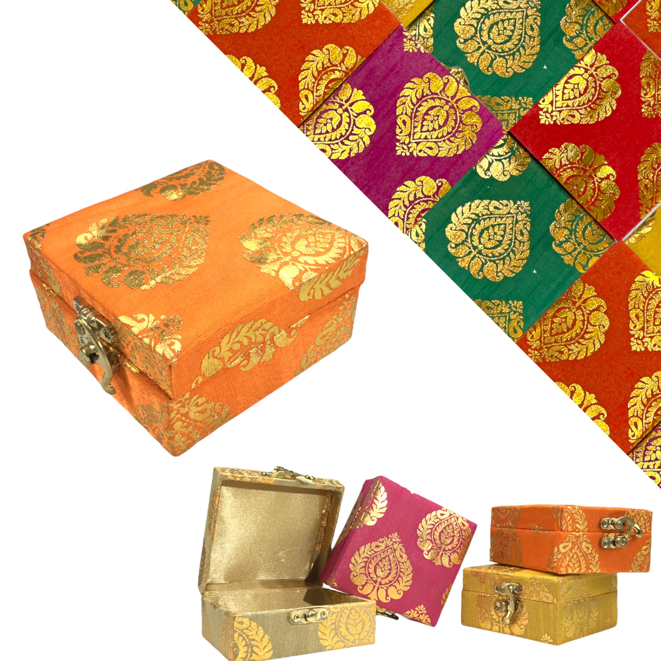 4 pcs small handmade jewelry box brocade gift boxes travel