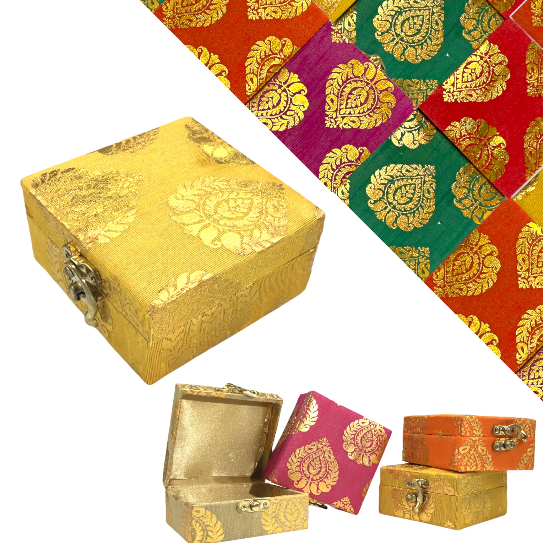 4 pcs small handmade jewelry box brocade gift boxes travel