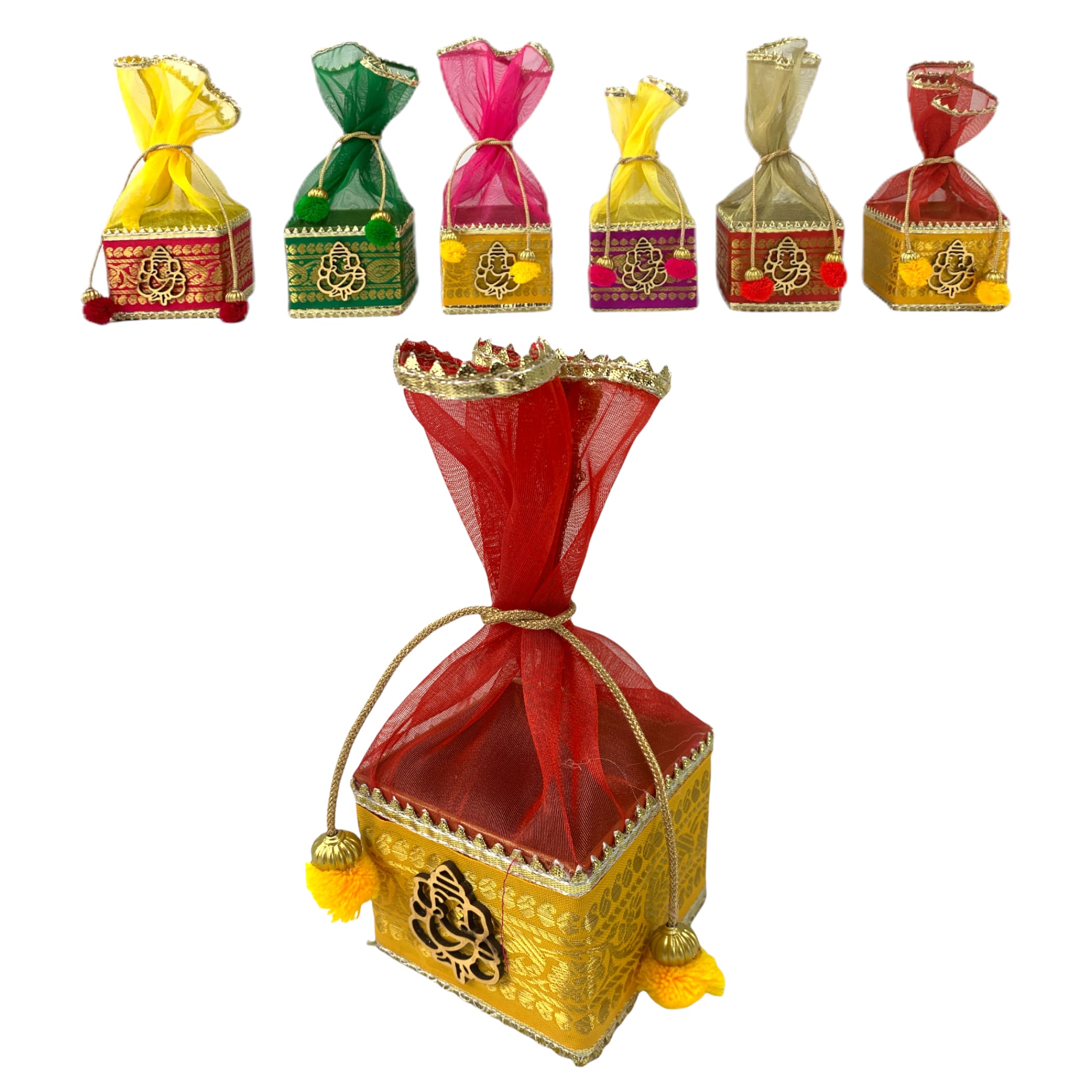 4 Pcs: Small Potli Ganesh Gift Box Favor For Indian Muslim