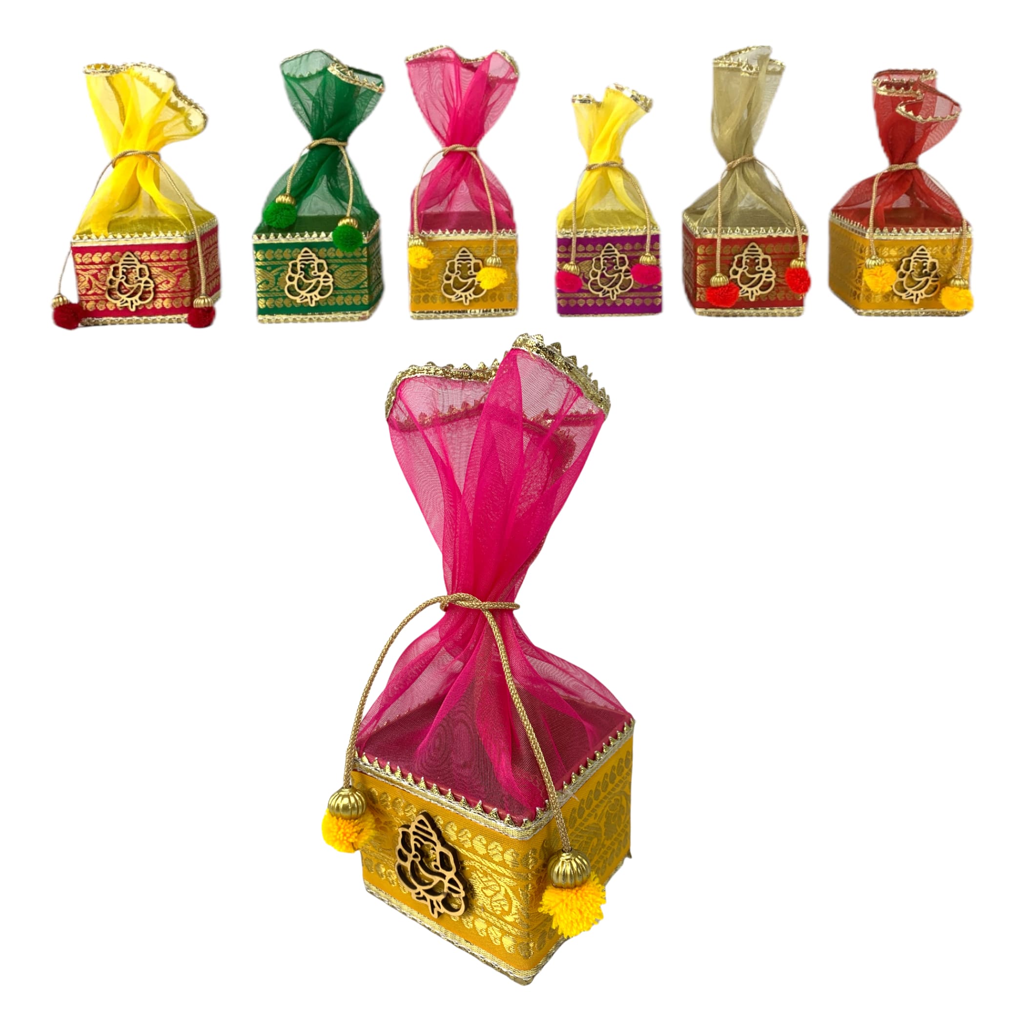 4 Pcs: Small Potli Ganesh Gift Box Favor For Indian Muslim