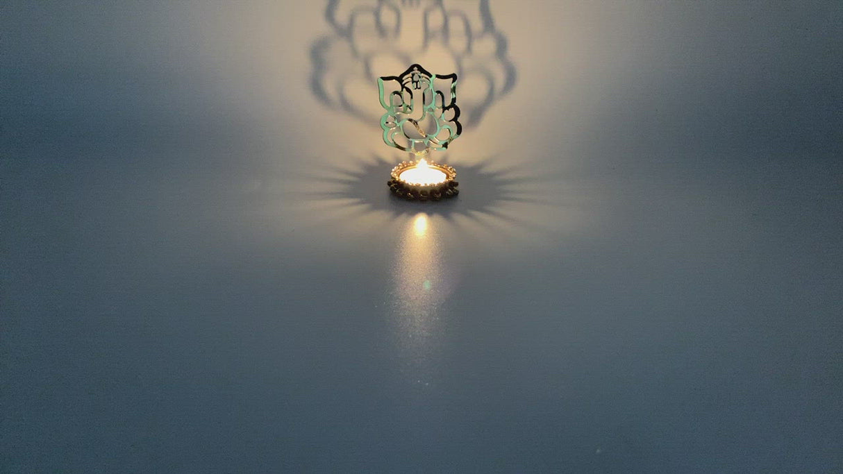 Shadow Diya Ganesha Candle Holder Ganesha Tea Light Candle Holder Diwali Decor Traditional Decorative T-light Candle Holder For Home Office Wedding Favor Housewarming Gift