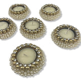 4 pieces pearl tealight candle holders round votives diya