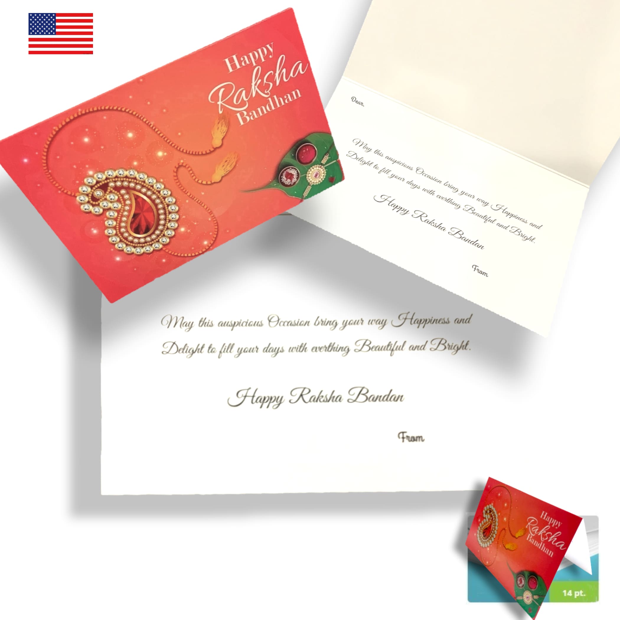 Pack of 5 rakhi greeting cards raksha bandhan card printed