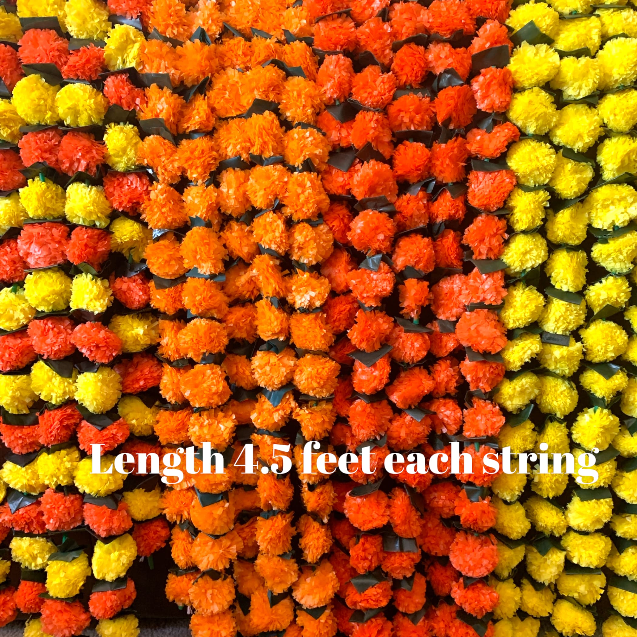 5 Strings Artificial Marigold Mango Leaf Diwali Decoration