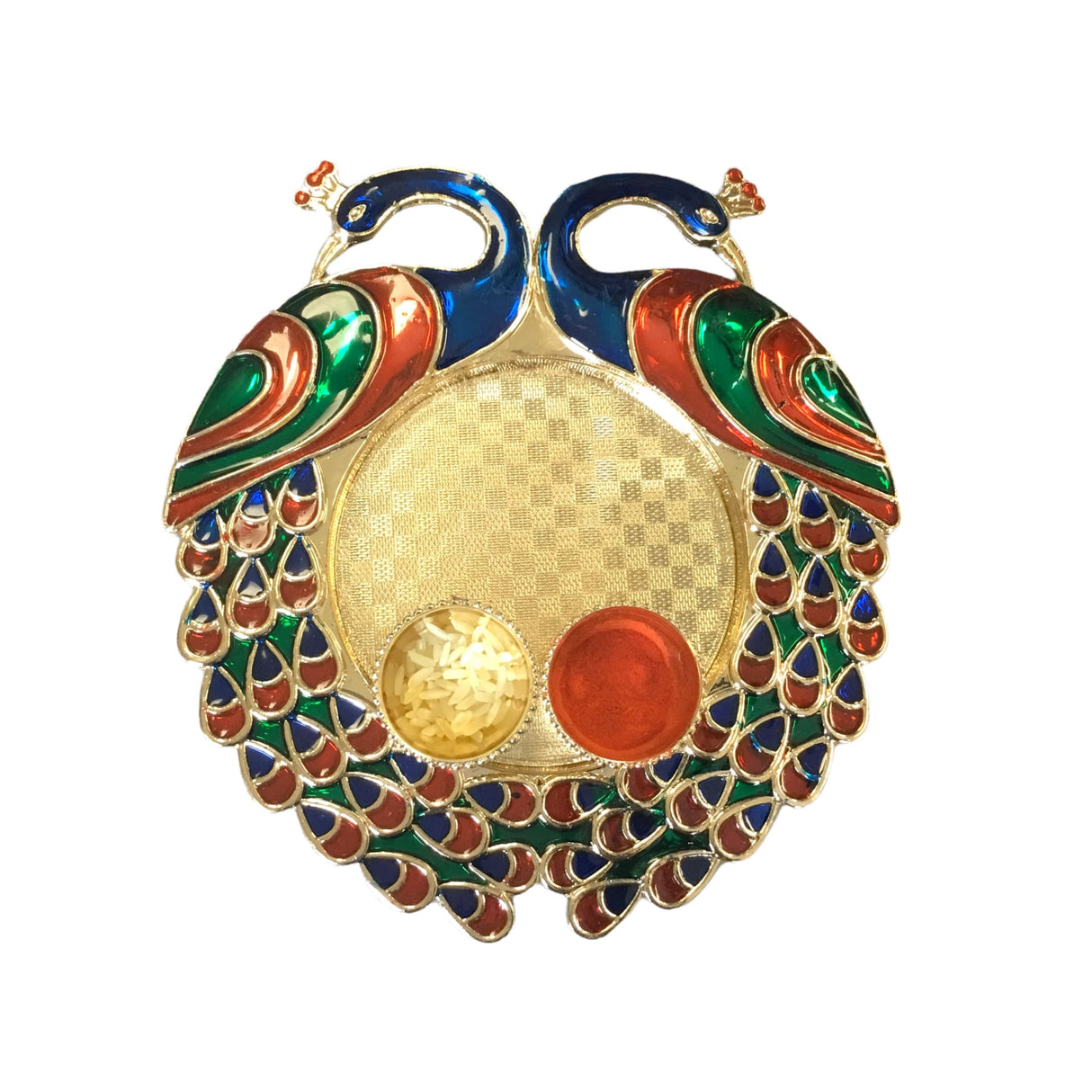 6 piece decorative peacock haldi kumkum holder traditional